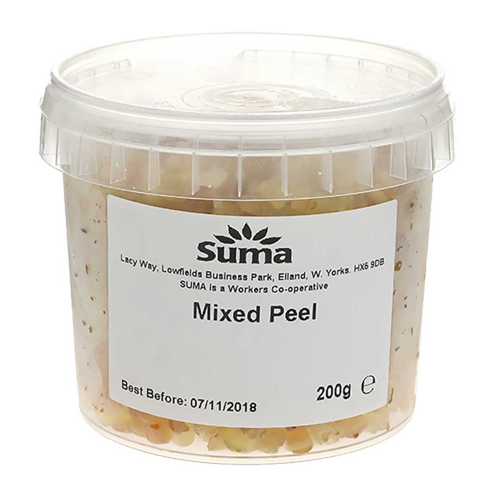 Candied Mixed Peel - contains SO2 - tub Suma 200g Candied Mixed Peel - contains SO2 - tub Suma 200g