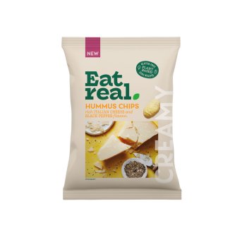 Italian Cheese & Black Pepper Hummus Chips - large Eat Real 10x110g