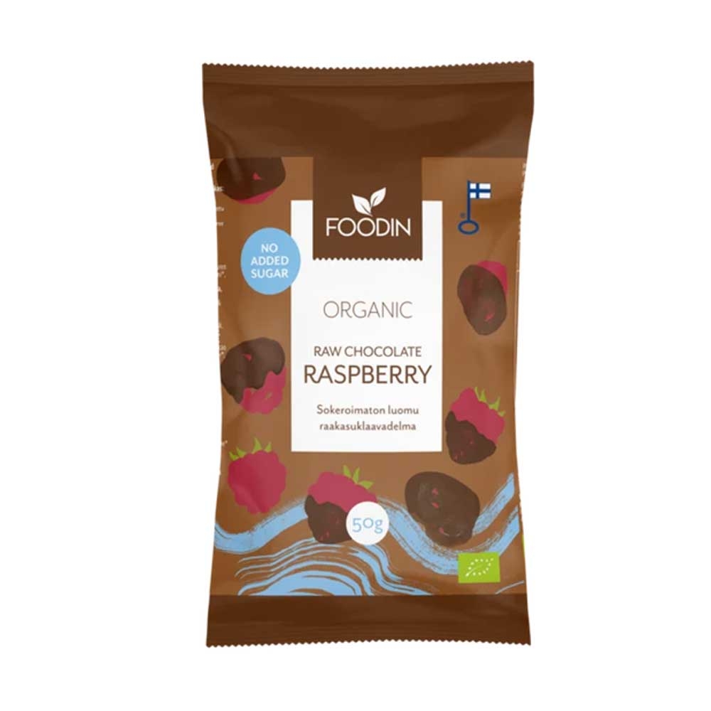 Organic Raw Chocolate No Added Sugar Raspberry Foodin 8x50g Organic Raw Chocolate No Added Sugar Raspberry Foodin 8x50g