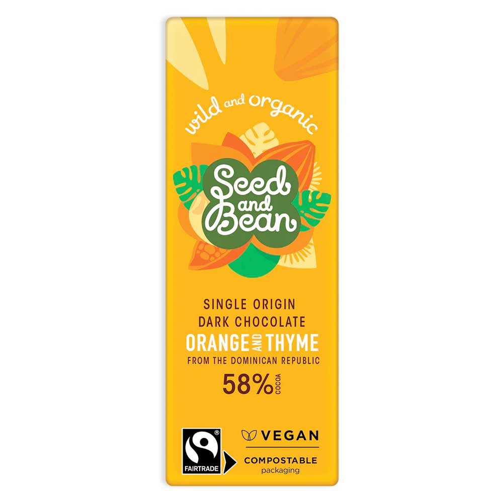 Organic Sweet Orange & Thyme Dark Choc Bar - 58% Seed & Bean