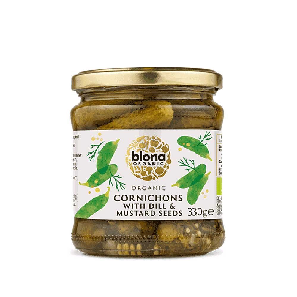 Organic Cornichons (baby gherkins) Biona 330g