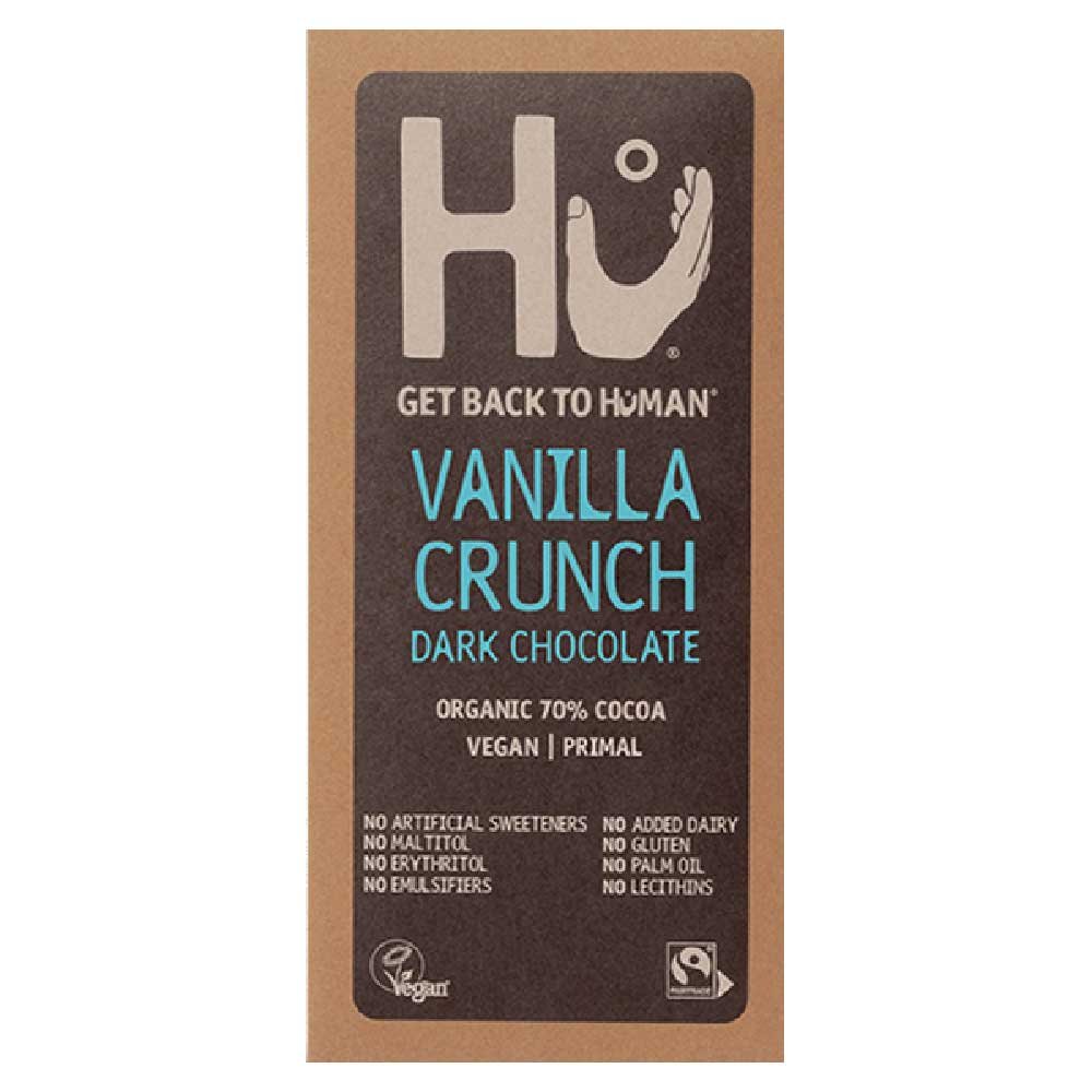 Organic Vanilla Crunch Dark Chocolate Bar Hu 60g Organic Vanilla Crunch Dark Chocolate Bar Hu 60g