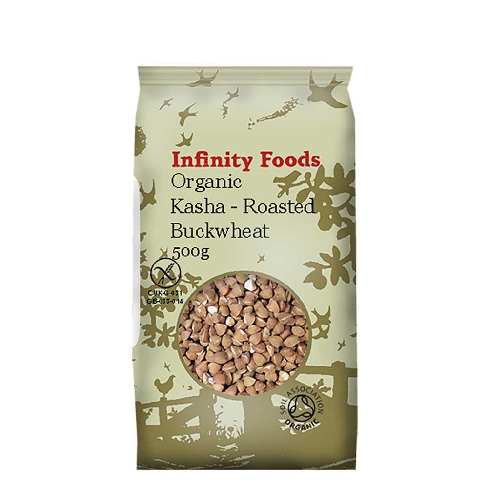 Organic Kasha - Roasted Buckwheat - certified gluten-free Infinity Foods 500g