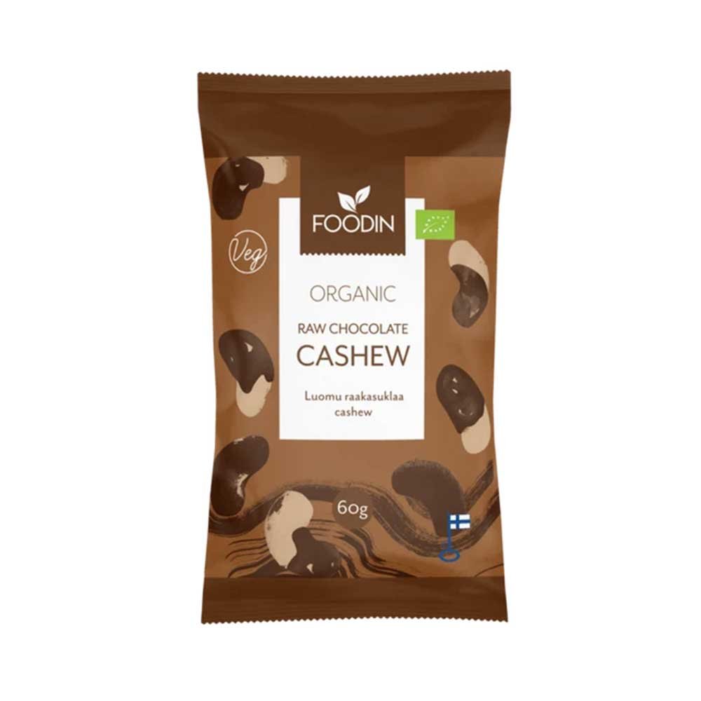 Organic Raw Chocolate Coated Cashew Foodin 8x60g Organic Raw Chocolate Coated Cashew Foodin 8x60g