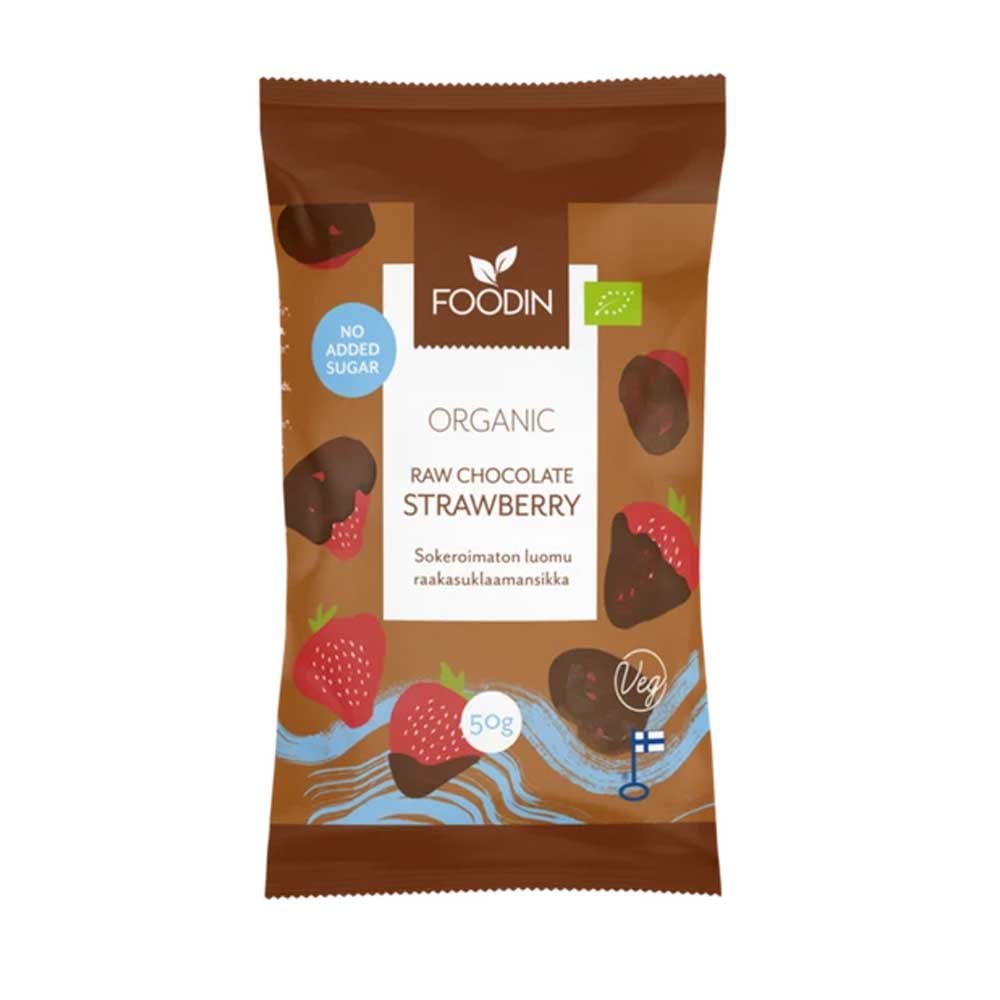 Organic Raw Chocolate No Added Sugar Strawberry Foodin 8x50g Organic Raw Chocolate No Added Sugar Strawberry Foodin 8x50g