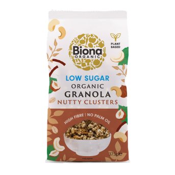 Organic Granola Nutty Clusters Low Sugar Biona 375g