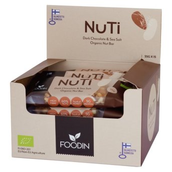 Organic NuTi Almond Dark Chocolate & Sea Salt Bar Foodin 15x35g Organic NuTi Almond Dark Chocolate & Sea Salt Bar Foodin 15x35g