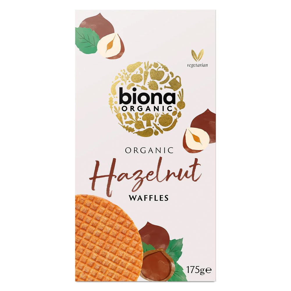 Organic Hazelnut Syrup Waffles Biona 175g Organic Hazelnut Syrup Waffles Biona 175g