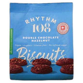 Organic Double Choco Hazelnut Biscuit Share Bag Rhythm 108 8x135g Organic Double Choco Hazelnut Biscuit Share Bag Rhythm 108 8x135g