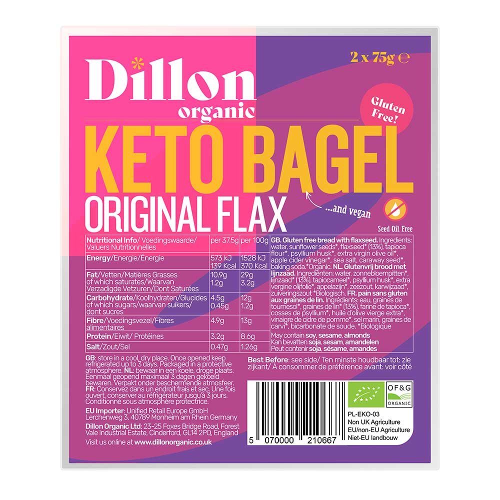 Organic Keto Bagel Original Flax Dillon 150g