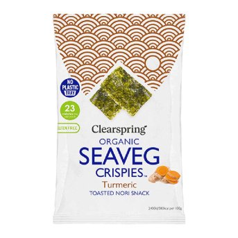 Organic Turmeric Seaveg Crispies - toasted nori snack Clearspring 20x4g Organic Turmeric Seaveg Crispies - toasted nori snack Clearspring 20x4g
