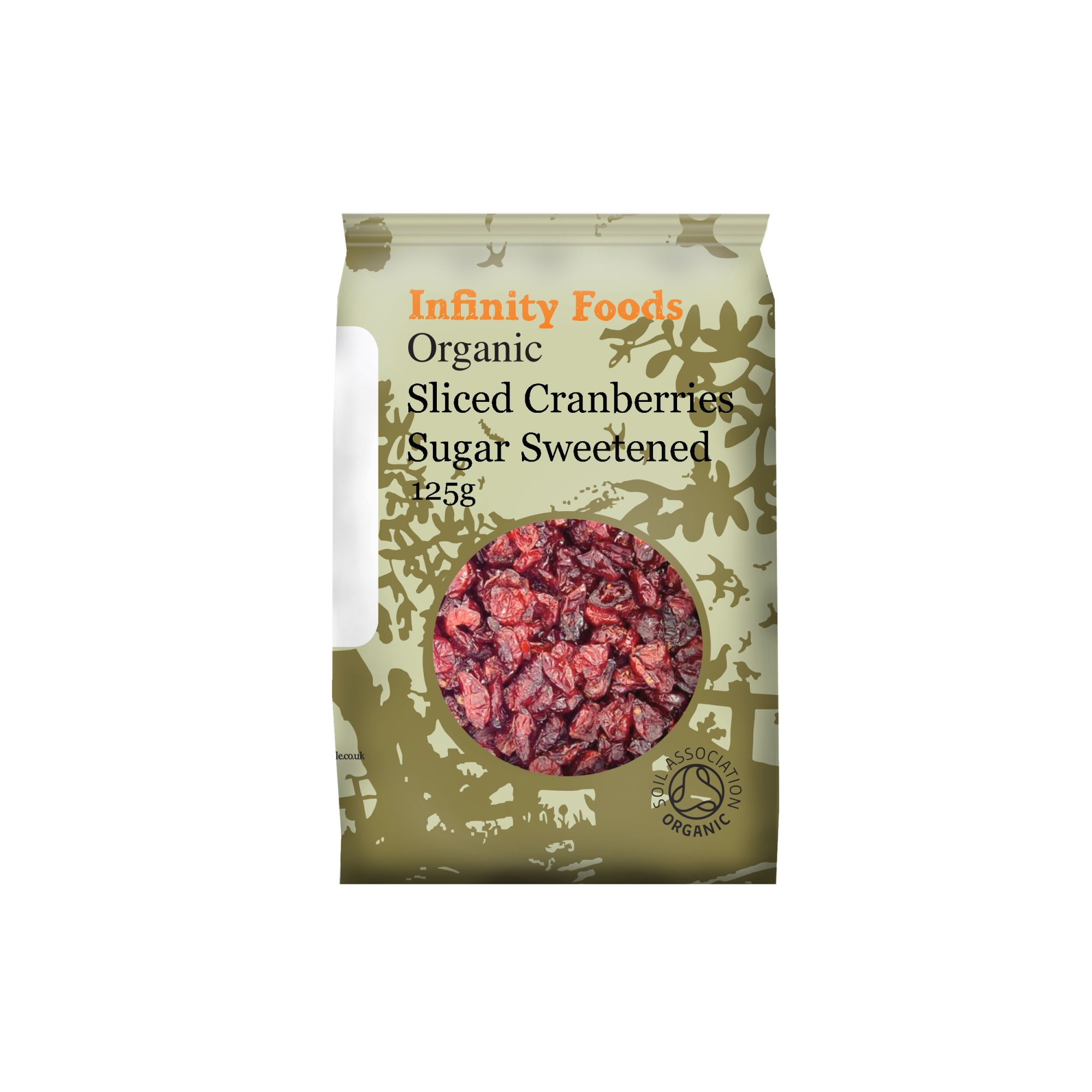 Organic Sliced Cranberries sugar sweetened Infinity Foods 125g