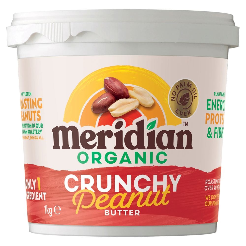 Organic Bulk Peanut Butter Crunchy 100% - plastic Meridian 6x1kg Organic Bulk Peanut Butter Crunchy 100% - plastic Meridian 6x1kg