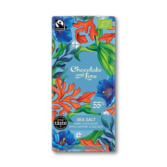 Organic Sea Salt 55% Chocolate with Caramel Chocolate and Love 14x80g Organic Sea Salt 55% Chocolate with Caramel Chocolate and Love 14x80g