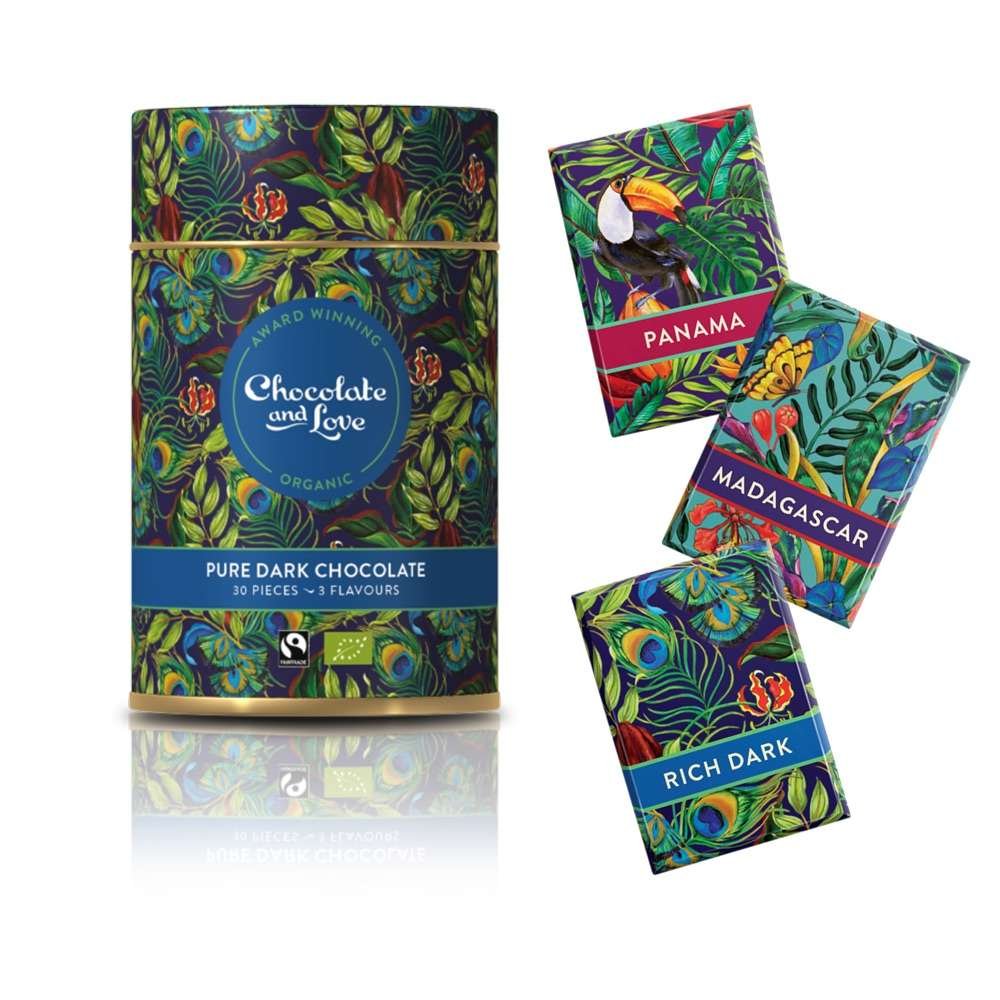 Organic Rich Dark Tin - vegan Chocolate and Love 1x30x5g Organic Rich Dark Tin - vegan Chocolate and Love 1x30x5g