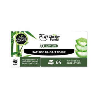 Flat Box Facial Tissues with Aloe - 64s Cheeky Panda 160g