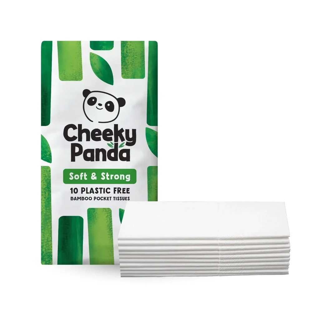 Pocket Tissues - paper wrapped Cheeky Panda 12x8x10