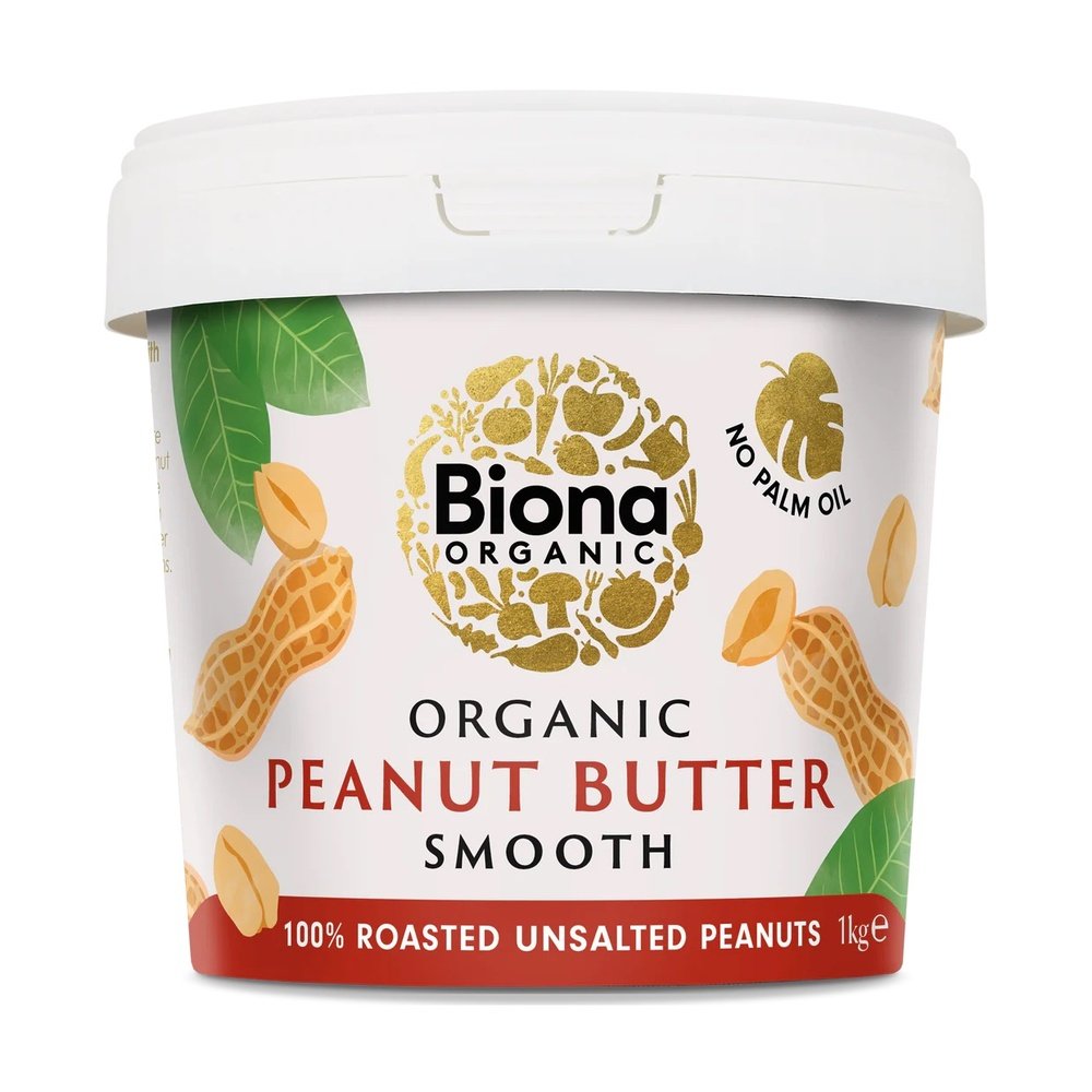 Organic Unsalted Peanut Butter Smooth - tub Biona 6x1kg