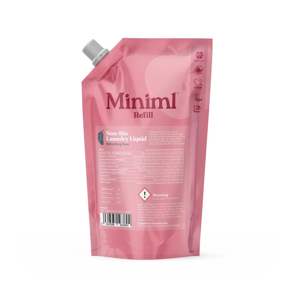 Laundry Liquid Non-Bio Fresh Linen - refill pouch Miniml 6x1l