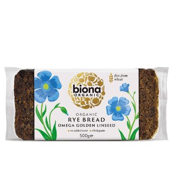 Organic Rye Omega Golden Linseed Bread Biona 500g Organic Rye Omega Golden Linseed Bread Biona 500g