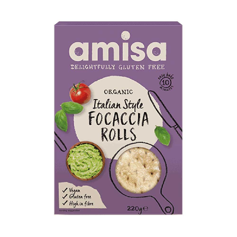 Organic Focaccia Roll - White (part baked) Amisa 220g Organic Focaccia Roll - White (part baked) Amisa 220g