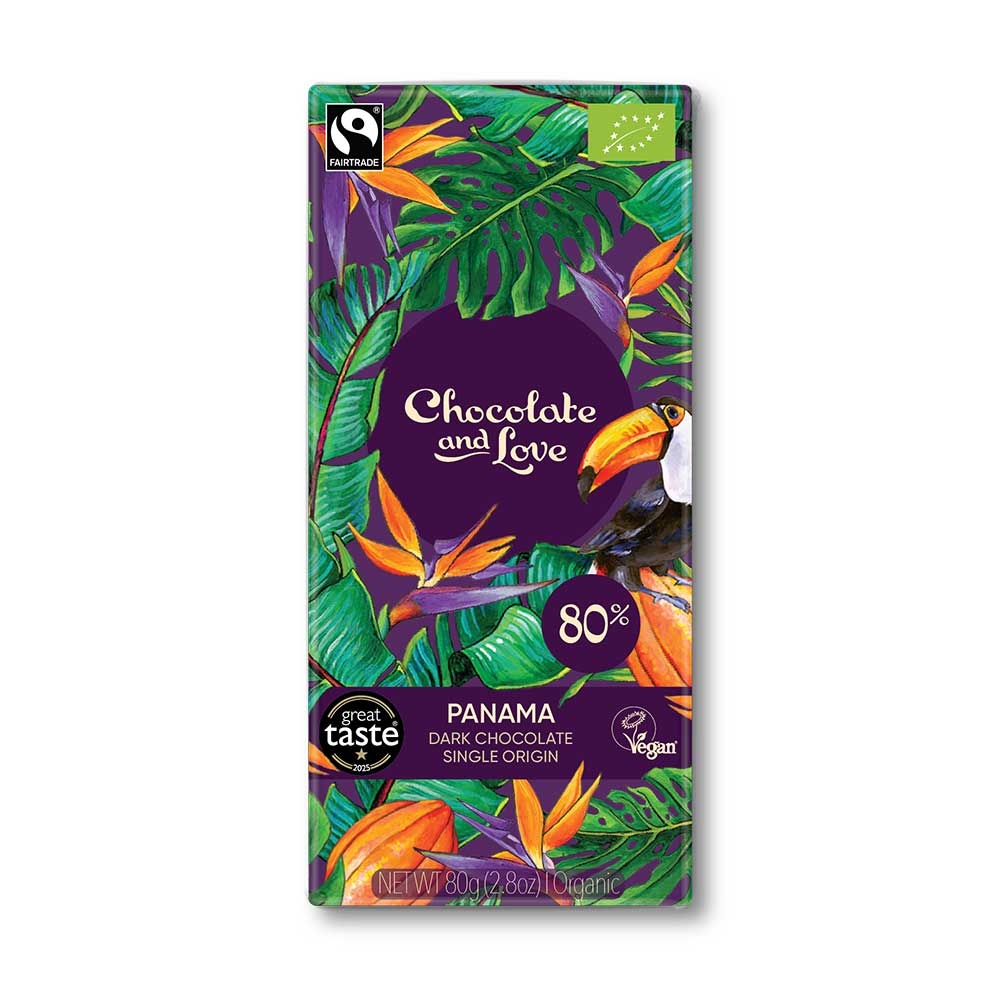 Organic Panama - Dark Choc 80% single origin Chocolate and Love 14x80g Organic Panama - Dark Choc 80% single origin Chocolate and Love 14x80g