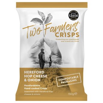Hop Cheese & Onion Crisps Two Farmers 12x150g Hop Cheese & Onion Crisps Two Farmers 12x150g