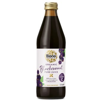 Organic Blackcurrant Pure Juice - 100% Biona 6x330ml Organic Blackcurrant Pure Juice - 100% Biona 6x330ml