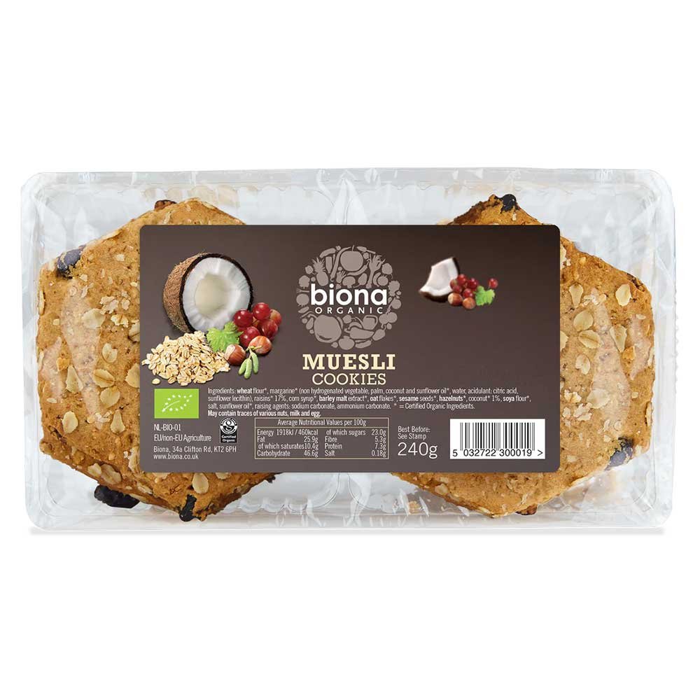 Organic Muesli Cookie Biona 240g