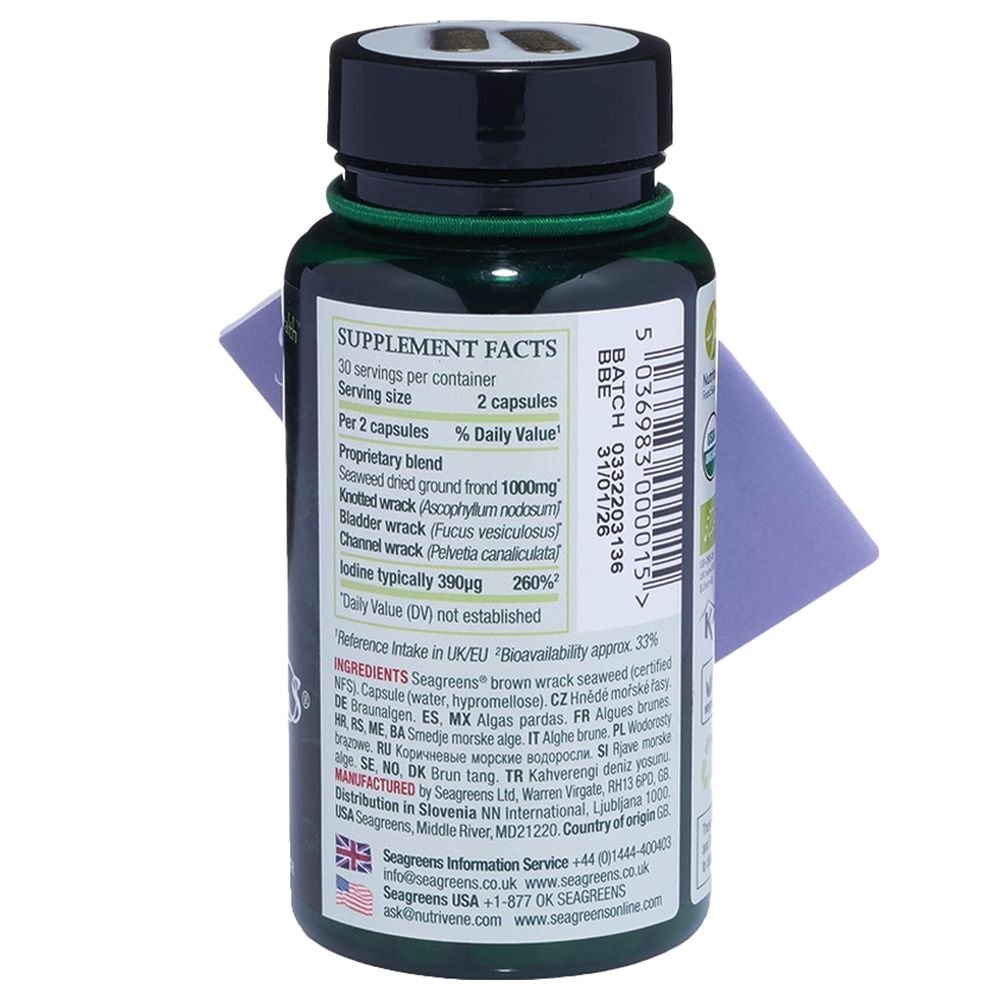 Seaweed Food Capsules (single) Seagreens 1x60pack Seaweed Food Capsules (single) Seagreens 1x60pack