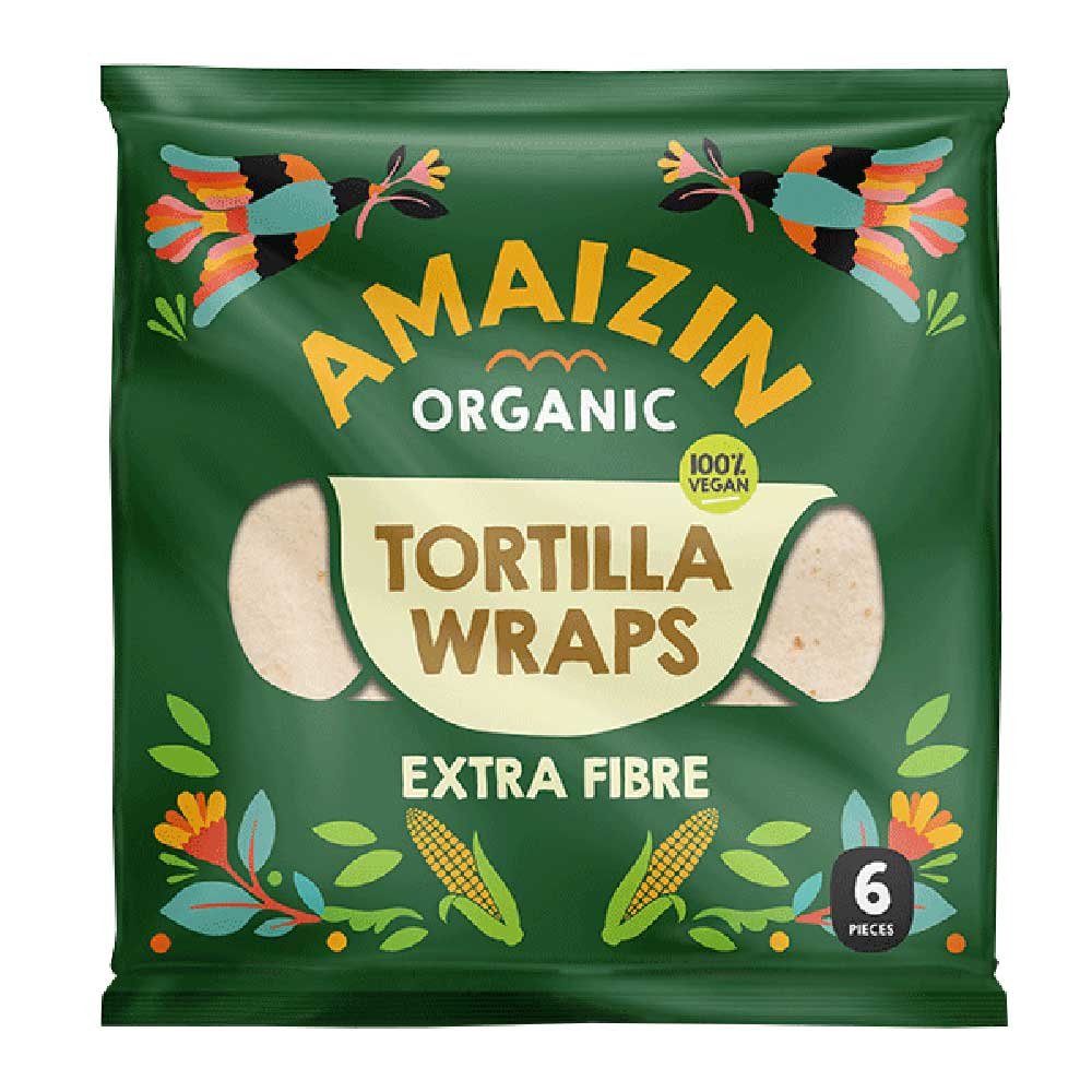 Organic Extra Fibre Tortilla Wraps (6 wheat wraps) Amaizin 2 Organic Extra Fibre Tortilla Wraps (6 wheat wraps) Amaizin 2