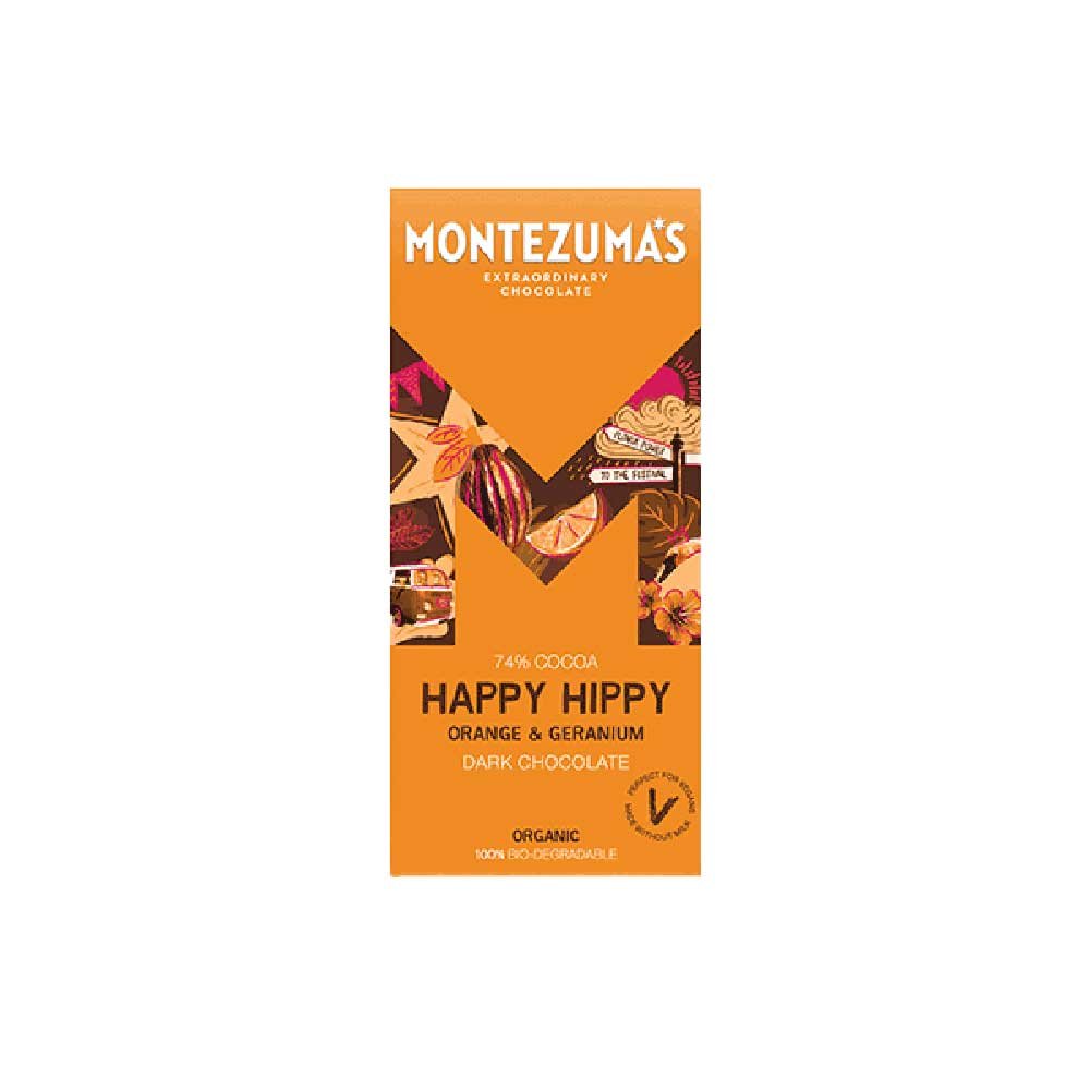 Organic Happy Hippy - Dark Chocolate Orange & Geranium Monte Organic Happy Hippy - Dark Chocolate Orange & Geranium Monte