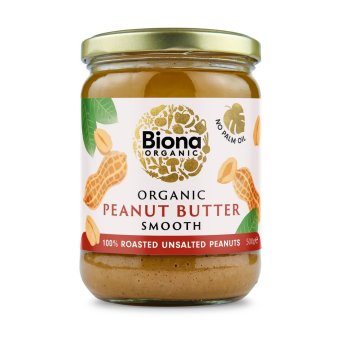 Organic Unsalted Peanut Butter Smooth - large jar Biona 6x500g Organic Unsalted Peanut Butter Smooth - large jar Biona 6x500g