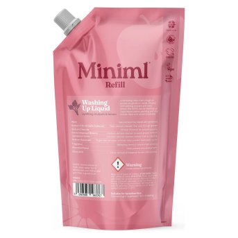 Washing Up Liquid - Rhubarb & Lemon - refill pouch Miniml 6x1l Washing Up Liquid - Rhubarb & Lemon - refill pouch Miniml 6x1l
