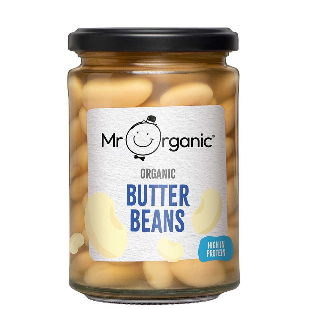 Organic Butter Beans - jar Mr Organic 6x350g Organic Butter Beans - jar Mr Organic 6x350g
