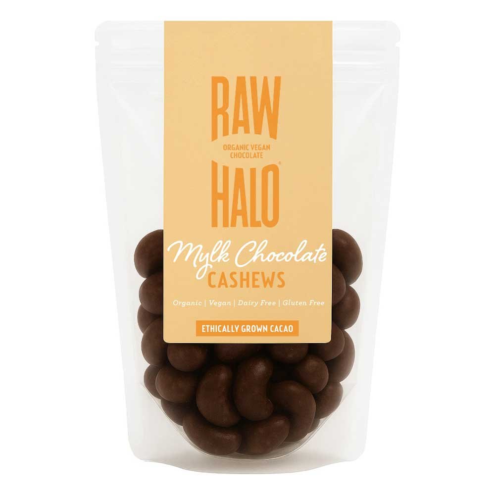 Organic Mylk Chocolate Covered Cashews Raw Halo 10x85g Organic Mylk Chocolate Covered Cashews Raw Halo 10x85g
