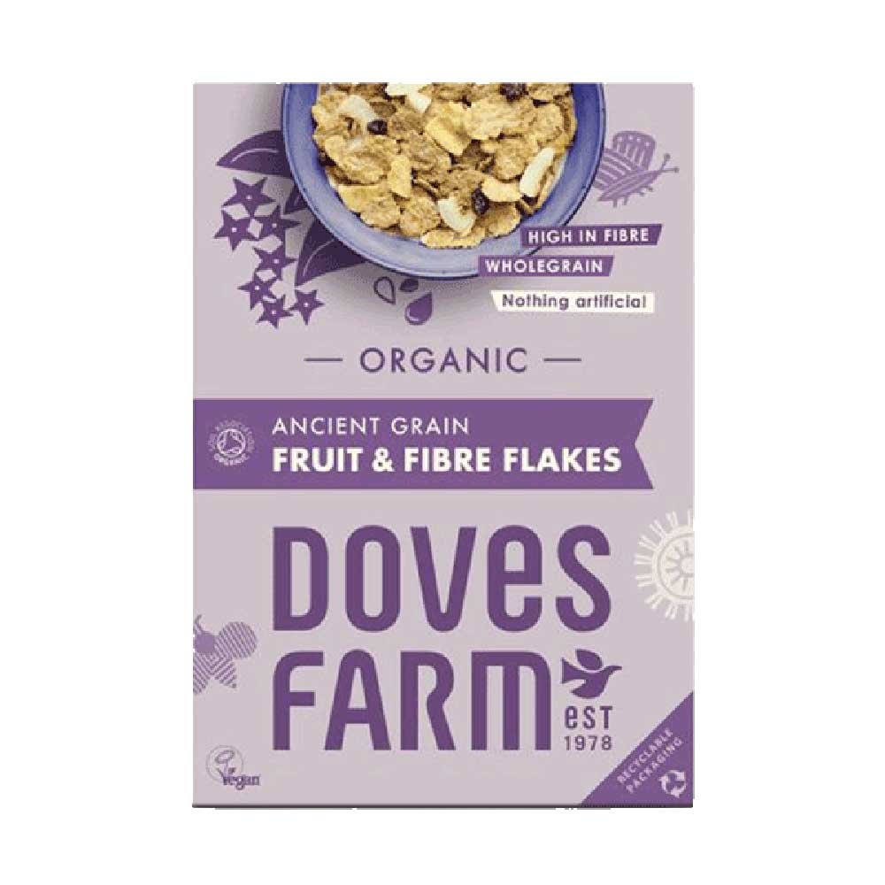 Organic Ancient Grain Fruit & Fibre Flakes Doves Farm 375g Organic Ancient Grain Fruit & Fibre Flakes Doves Farm 375g