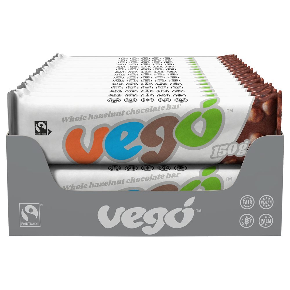 Organic 150g Whole Hazelnut Chocolate Bar Vego 20x150g Organic 150g Whole Hazelnut Chocolate Bar Vego 20x150g