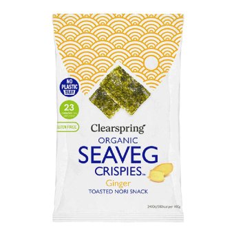 Organic Ginger Seaveg Crispies - toasted nori snack Clearspring 20x4g Organic Ginger Seaveg Crispies - toasted nori snack Clearspring 20x4g