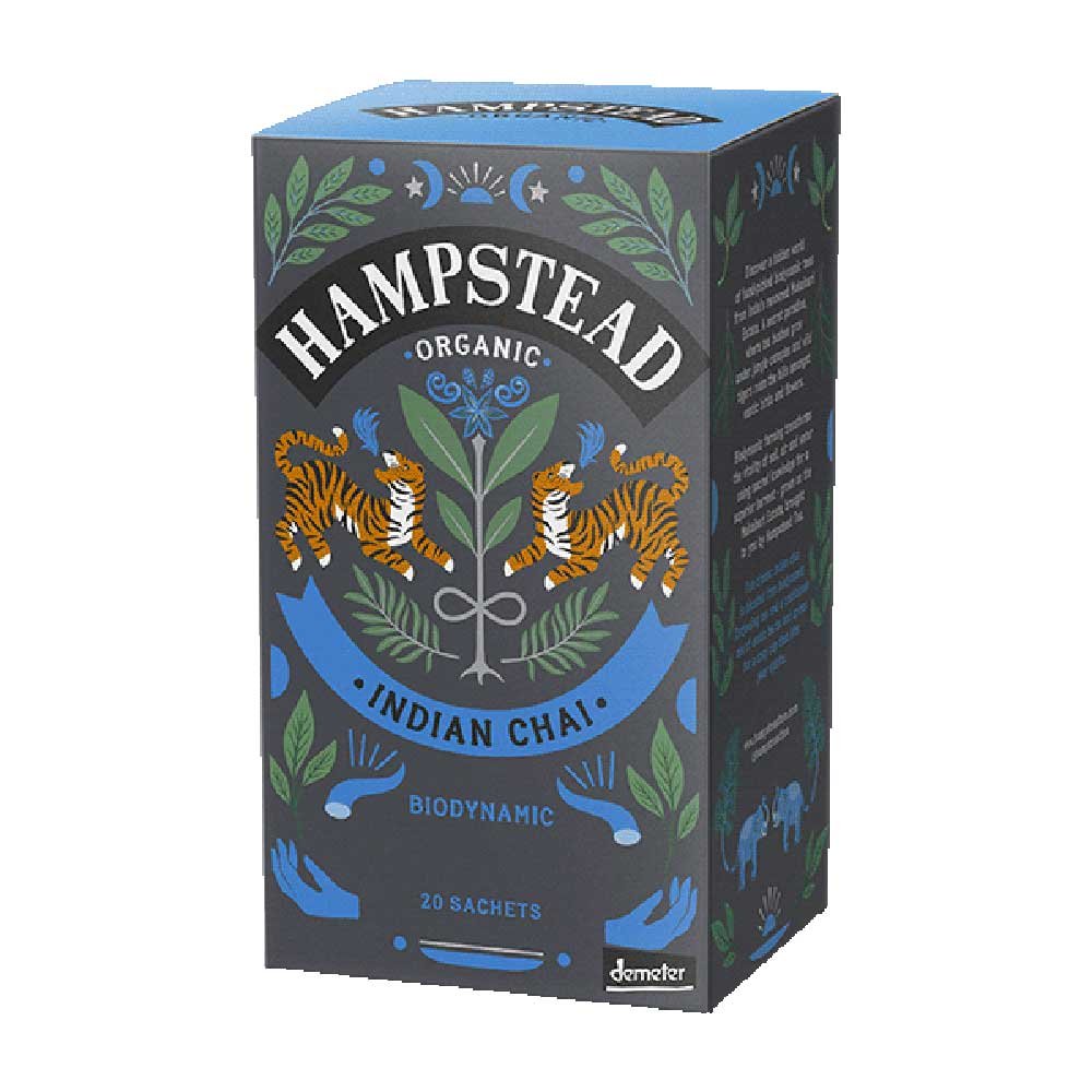 Organic Indian Chai - spiced black tea bags Hampstead 20bgs Organic Indian Chai - spiced black tea bags Hampstead 20bgs