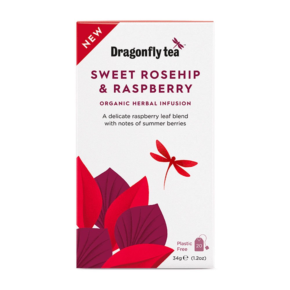 Organic Sweet Rosehip & Raspberry Bags Dragonfly Tea 20bgs