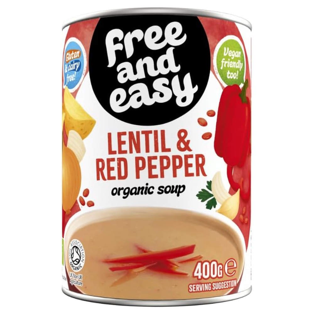 Organic Lentil & Red Pepper Soup Free & Easy 6x400g Organic Lentil & Red Pepper Soup Free & Easy 6x400g