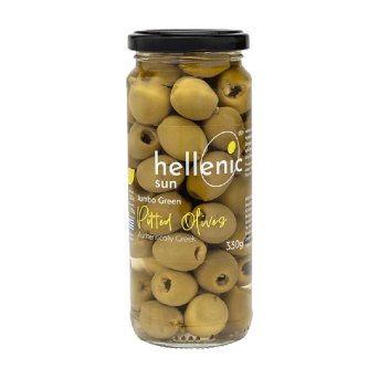 Jumbo Green Olives - pitted in brine Hellenic Sun 330g
