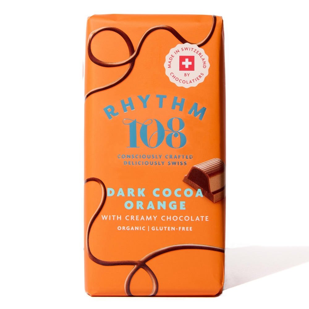 Organic Dark Cocoa Orange Filled M*lk Chocolate Tablet Rhythm 108 9x100g