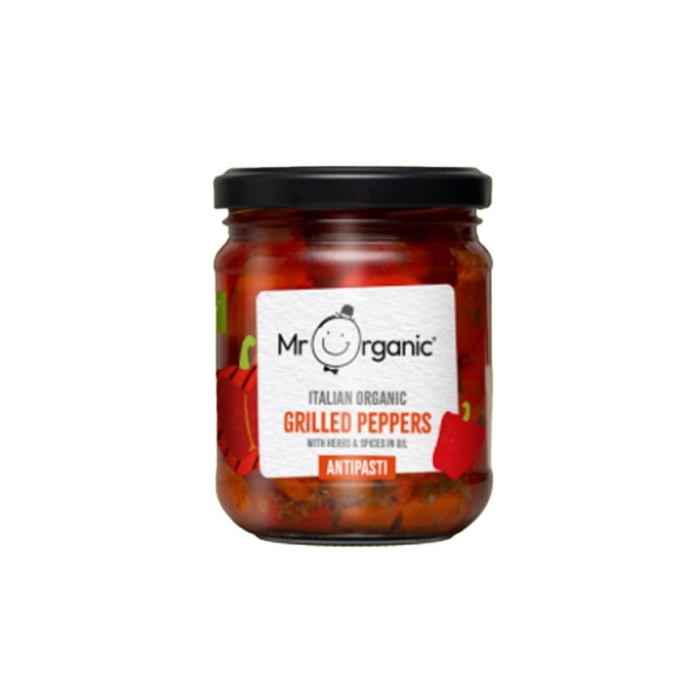 Organic Grilled Peppers Antipasti Mr Organic 190g Organic Grilled Peppers Antipasti Mr Organic 190g