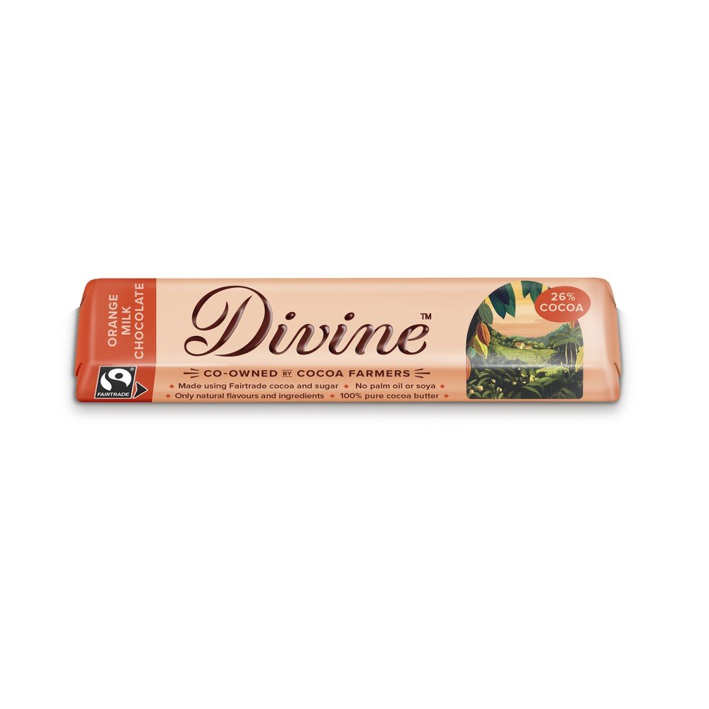 Orange Milk Chocolate - chunky Divine 30x35g Orange Milk Chocolate - chunky Divine 30x35g