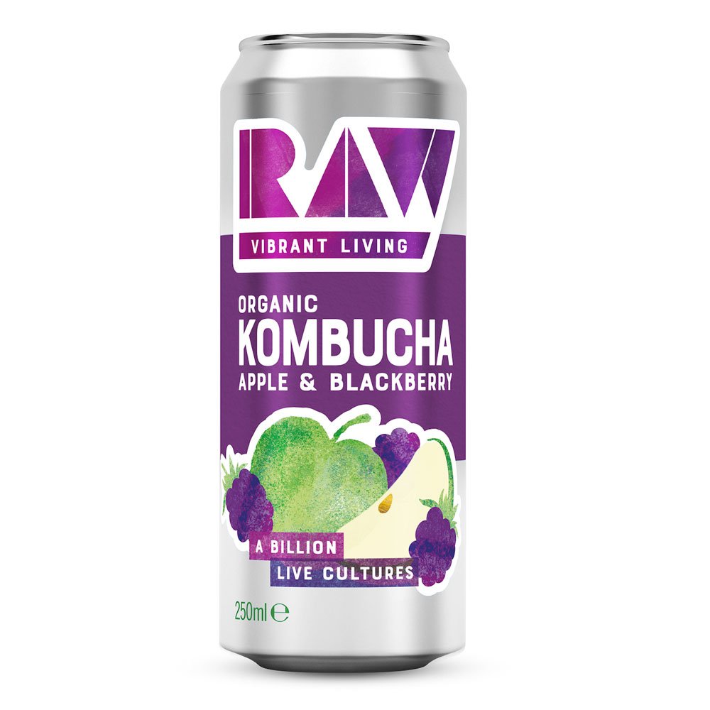 Organic Apple Blackberry Kombucha Raw Vibrant Living 12x250ml