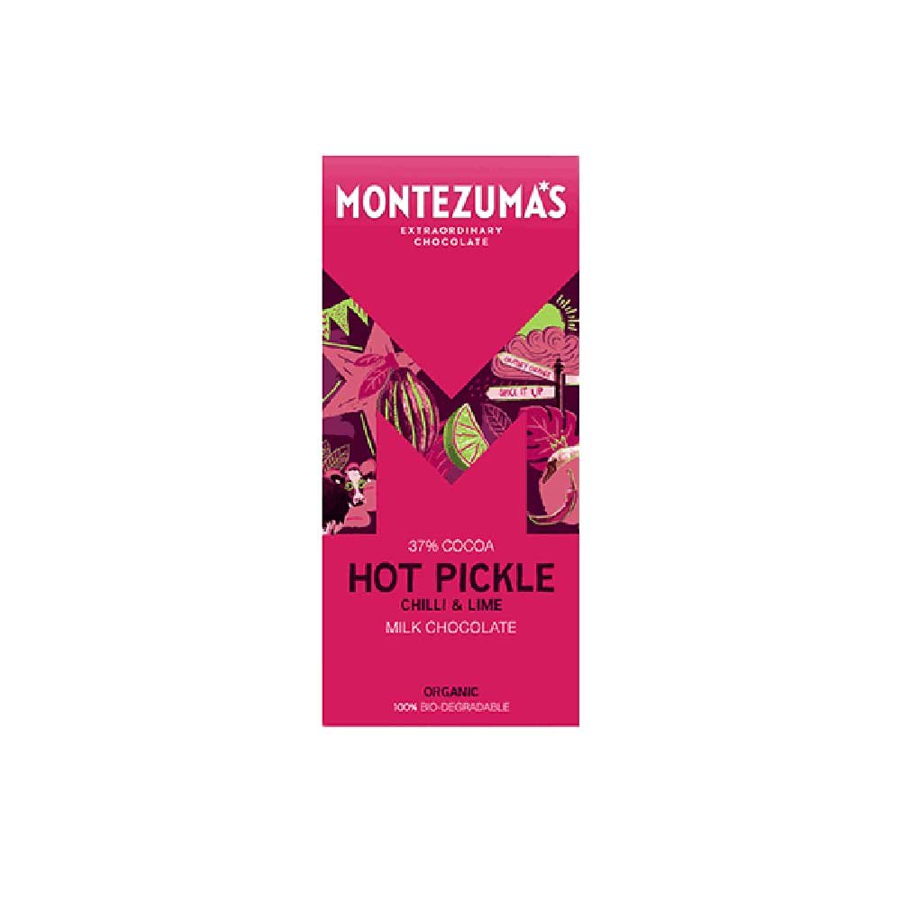 Organic Hot Pickle - Milk Chocolate Chilli & Lime Montezuma Organic Hot Pickle - Milk Chocolate Chilli & Lime Montezuma