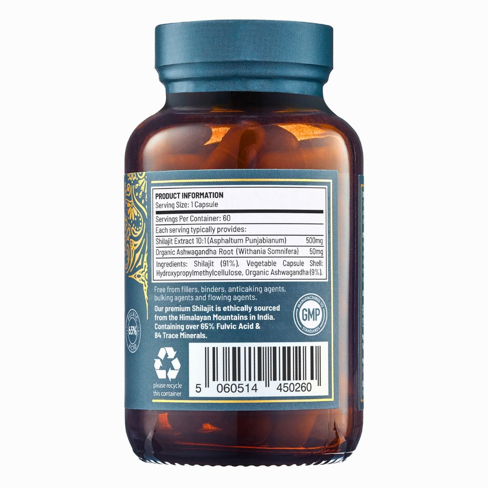 Organic Shilajit & Ashwagandha - 60 capsules Ayurvediq 1jar