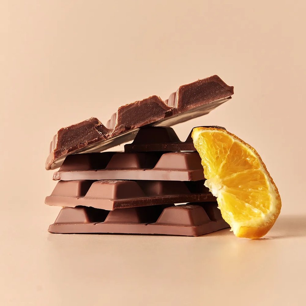 Organic Dark Cocoa Orange Filled M*lk Chocolate Tablet Rhythm 108 9x100g
